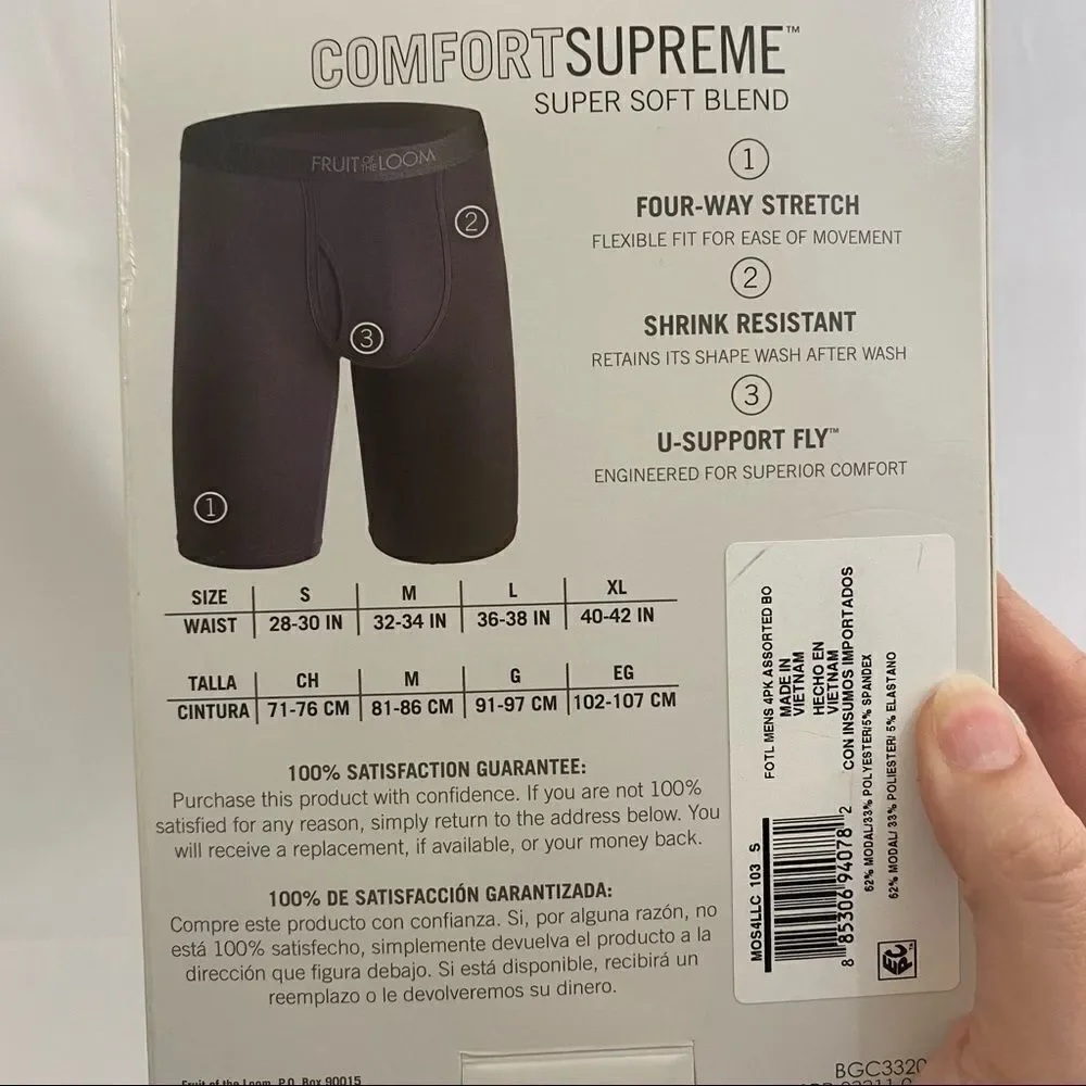 Fruit of the Loom Men's Comfort Stretch Microfiber Long Leg Boxer Briefs